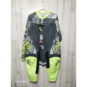 Oneal Element Camo Motocross Jersey And Pants Size Large/32 Gray Neon Yellow
